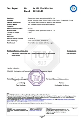 Rapport de test TUV du blanchisseur rétractable à 360 degrés