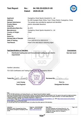 Rapport de test TUV du blanchisseur électrique rétractable